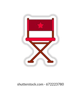 Vector illustration in paper sticker style Movie director chair