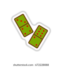 Vector illustration in paper sticker style Domino pieces