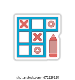 Vector illustration in paper sticker style tic tac toe