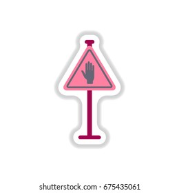 Vector illustration in paper sticker style No entry hand sign
