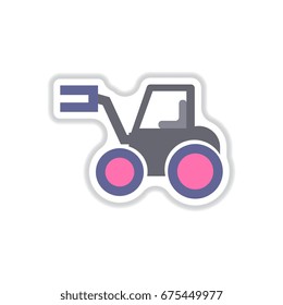 Vector illustration in paper sticker style Tractor