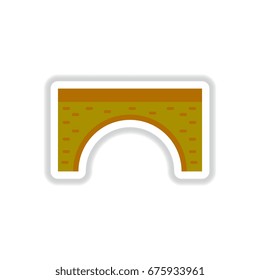 Vector illustration in paper sticker style Brick bridge