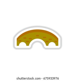 Vector illustration in paper sticker style Brick bridge