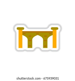 Vector illustration in paper sticker style Brick bridge