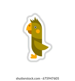 Vector illustration in paper sticker style parrot Cockatoo