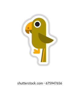 Vector illustration in paper sticker style baby parrot