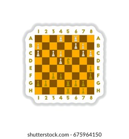 Vector illustration in paper sticker style The various chess position