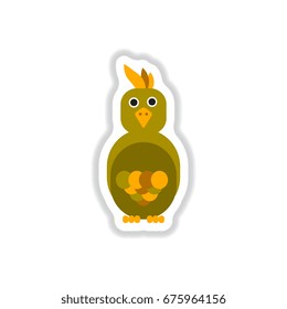 Vector illustration in paper sticker style parrot Cockatoo