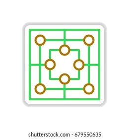 Vector illustration in paper sticker style board game