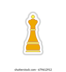 Vector illustration in paper sticker style Chess king