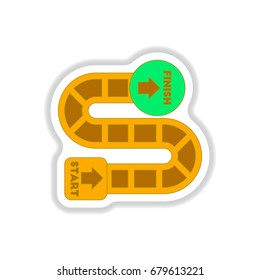 Vector illustration in paper sticker style board game map
