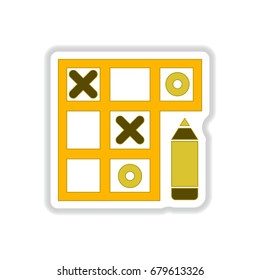 Vector illustration in paper sticker style tic tac toe