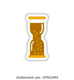 Vector illustration in paper sticker style Hourglass with water