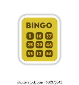 Vector illustration in paper sticker style Bingo lotto board game