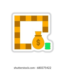 Vector illustration in paper sticker style board game map