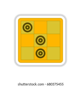Vector illustration in paper sticker style checkers game