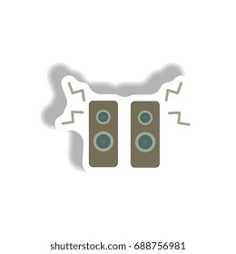 Vector illustration in paper sticker style loudspeakers