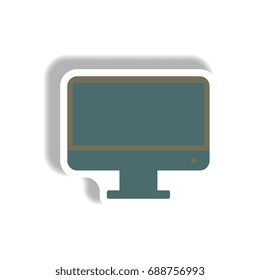 Vector illustration in paper sticker style tv monitor