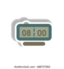 Vector illustration in paper sticker style digital clock