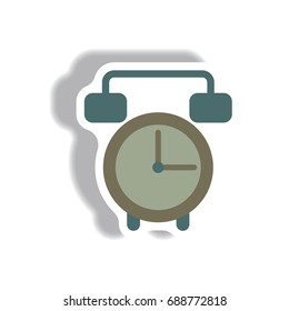 Vector illustration in paper sticker style clock