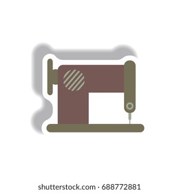 Vector illustration in paper sticker style retro sewing machine