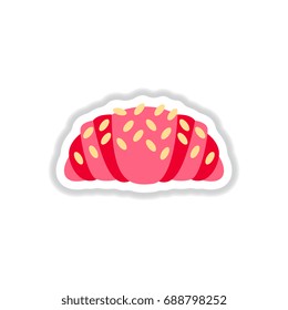 Vector illustration in paper sticker style Croissant