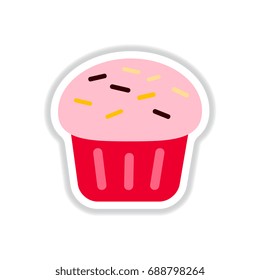 Vector illustration in paper sticker style Cupcake