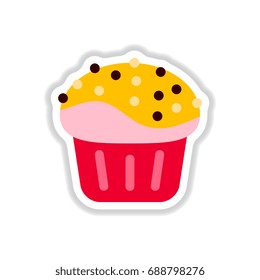 Vector illustration in paper sticker style Cupcake