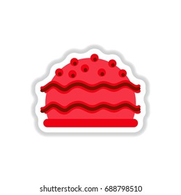 Vector illustration in paper sticker style delicious cake