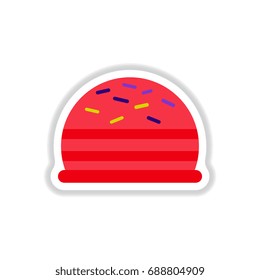 Vector illustration in paper sticker style delicious cake