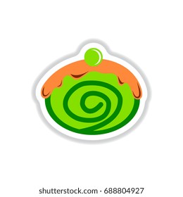 Vector illustration in paper sticker style donut
