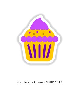 Vector illustration in paper sticker style Cupcake