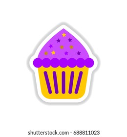 Vector illustration in paper sticker style Cupcake