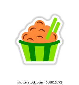 Vector illustration in paper sticker style cinnamon ?upcake