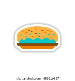 Vector illustration in paper sticker style delicious cake
