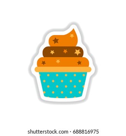 Vector illustration in paper sticker style ?upcake