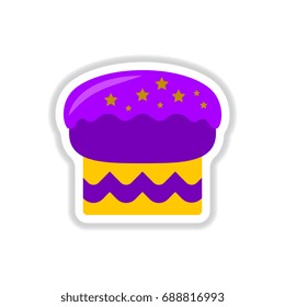 Vector illustration in paper sticker style delicious cake
