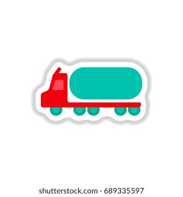 Vector illustration in paper sticker style Tank trailer
