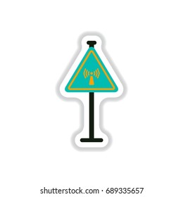 Vector illustration in paper sticker style network badge road sign