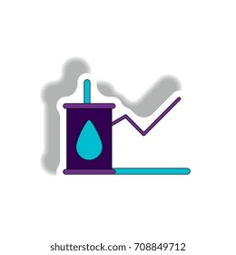 Vector illustration in paper sticker style. infographic design of oil world price progress statistic