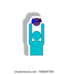 Vector illustration in paper sticker style. infographic design of Business pie chart and man silhouette