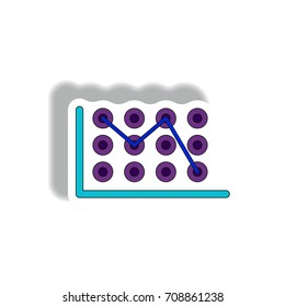 Vector illustration in paper sticker style. infographic design of business statistics