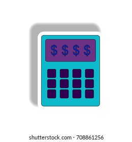 Vector illustration in paper sticker style. infographic design of calculator