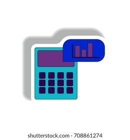 Vector illustration in paper sticker style. infographic design of calculator