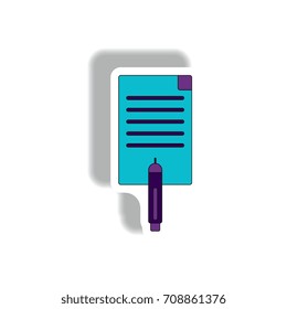 Vector illustration in paper sticker style. infographic design of sheet of paper and pen