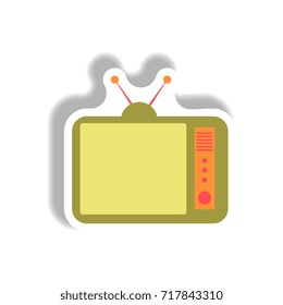 Vector illustration in paper sticker style retro tv