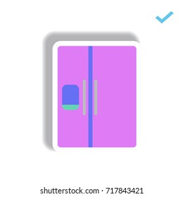 Vector illustration in paper sticker style fridge