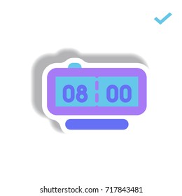 Vector illustration in paper sticker style digital clock