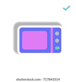 Vector illustration in paper sticker style microwave