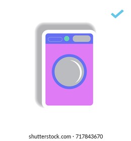Vector illustration in paper sticker style washing machine